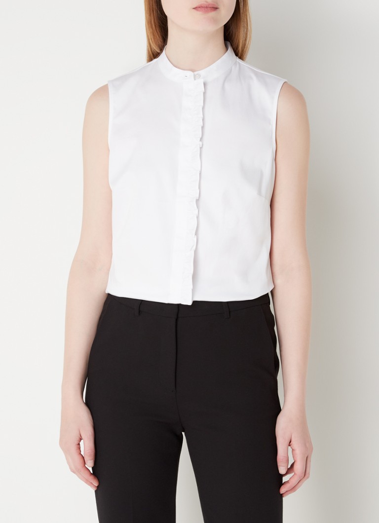Hobbs Frances mouwloze blouse met ruches • Wit • de Bijenkorf