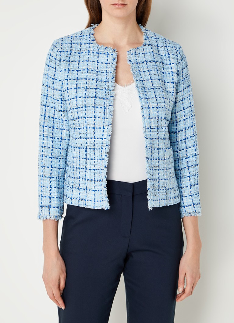 Hobbs - Lorraine cropped blazer met tweed-look - Lichtblauw