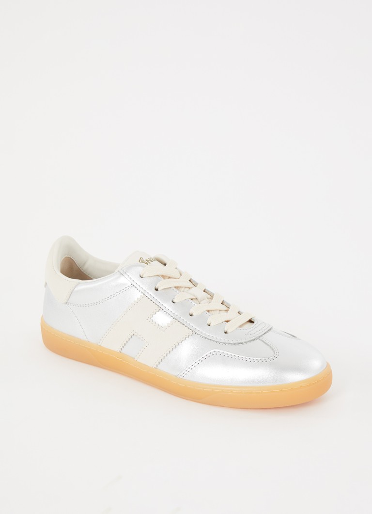 Hogan - Cool sneaker van leer met metallic finish - Zilver