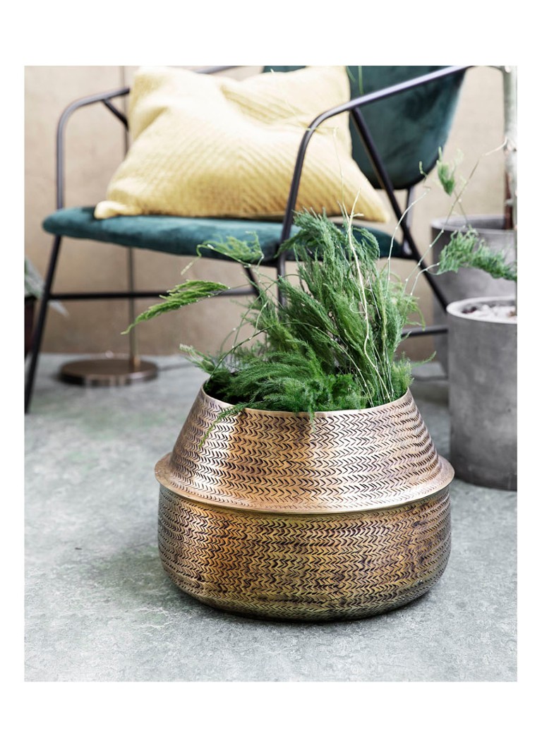 Accor Zonsverduistering Aan House Doctor Rattan plantenbak van aluminium voor binnen Ø36 cm • Goud • de  Bijenkorf