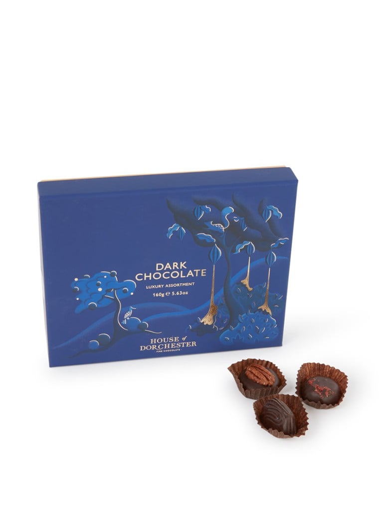 House of Dorchester - Luxury Book Box dark chocolade bonbons 12 stuks - Donkerblauw