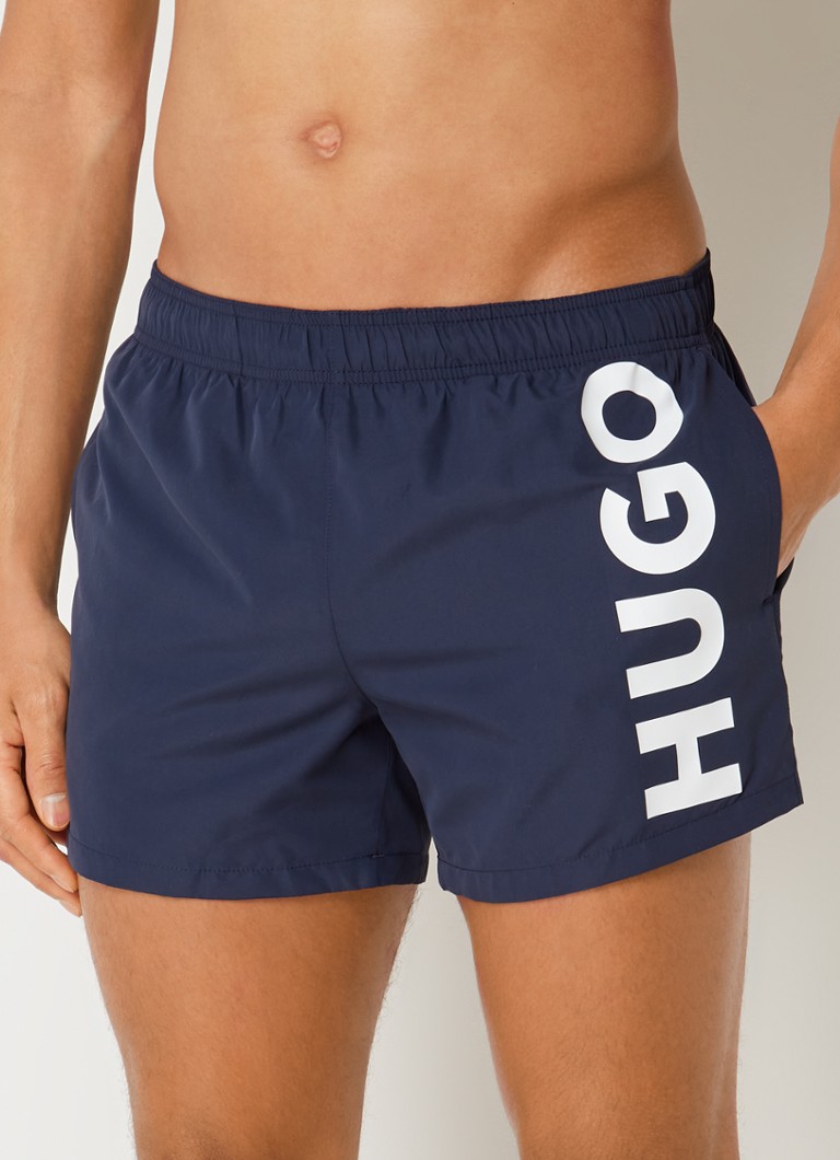 HUGO - Abas zwemshorts met steekzakken en logo - Donkerblauw