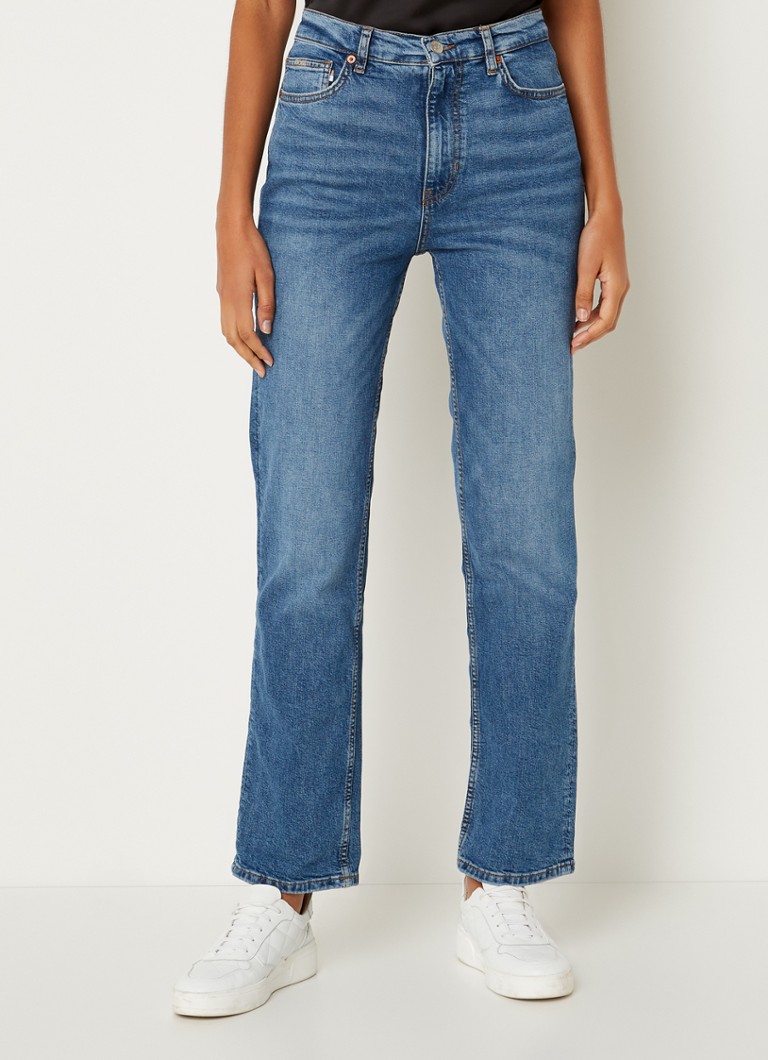 HUGO BOSS - Ada high waist straight fit jeans met medium wassing - Indigo