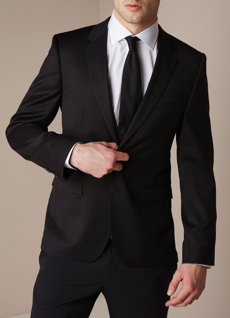 HUGO BOSS - AldonS slim fit colbert van scheerwol - Zwart