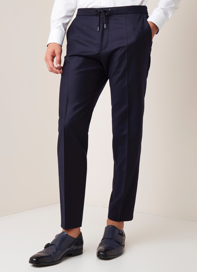 HUGO BOSS - Banks sllim fit pantalon van scheerwol - Donkerblauw