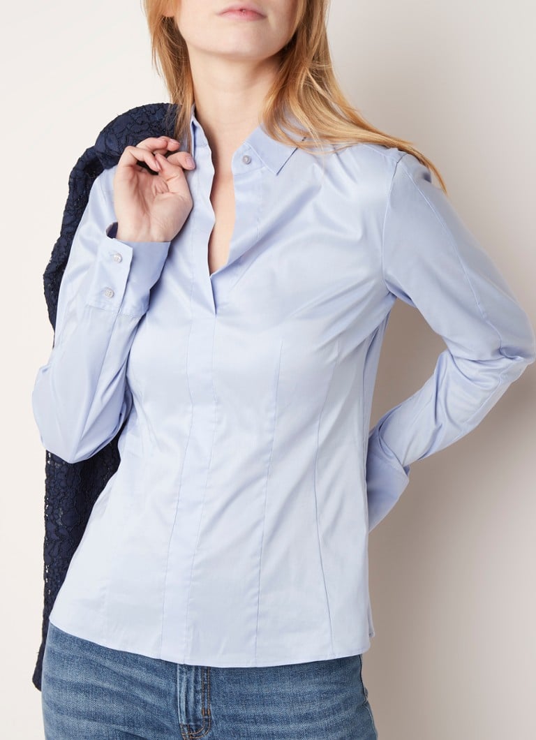 HUGO BOSS - Bashina blouse in wit - Lichtblauw