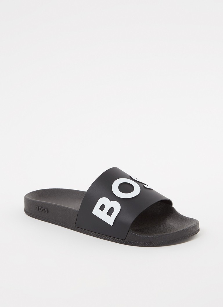 HUGO BOSS Bay slipper met logo • Zwart • de Bijenkorf