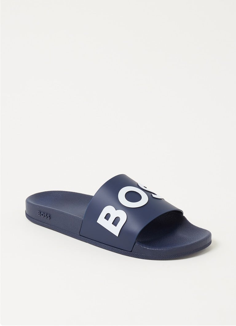 HUGO BOSS - Bay slipper met logo - Blauw