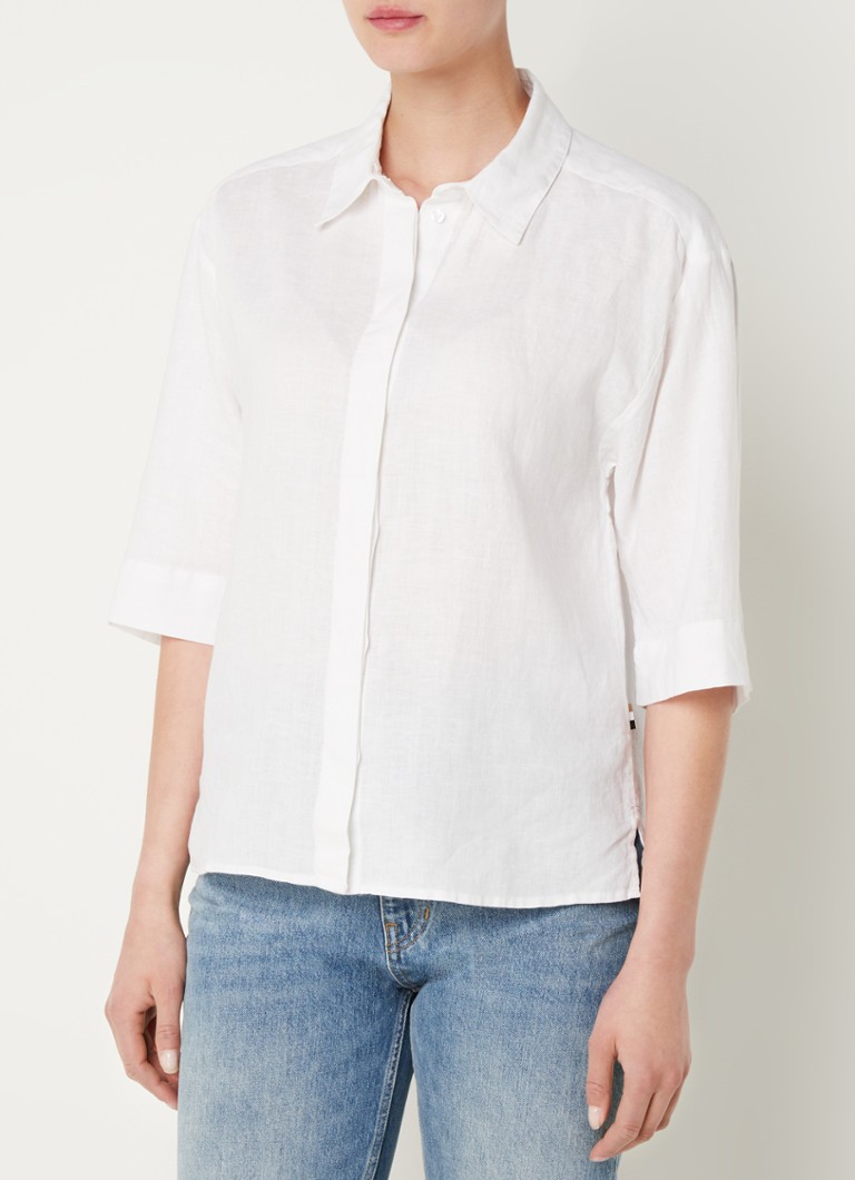 HUGO BOSS - Bilina blouse van linnen - Wit
