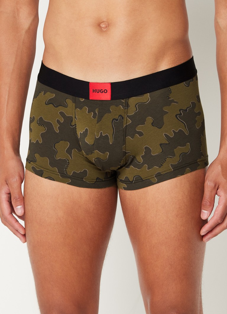 HUGO BOSS - Boxershort met camouflageprint en logo - Legergroen