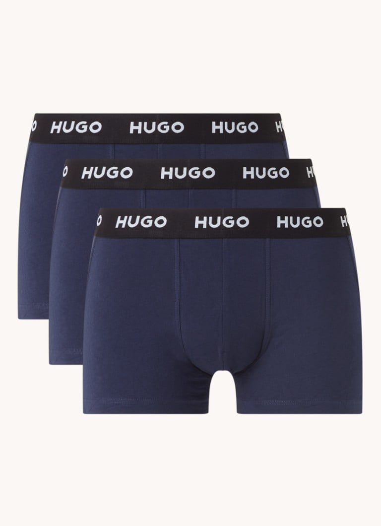 HUGO BOSS - Boxershorts met logoband in 3-pack - Donkerblauw