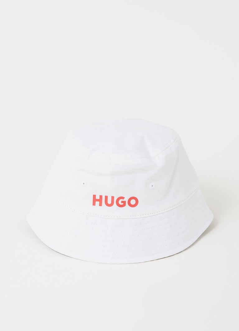 HUGO BOSS - Bucket hoed met logo - Wit