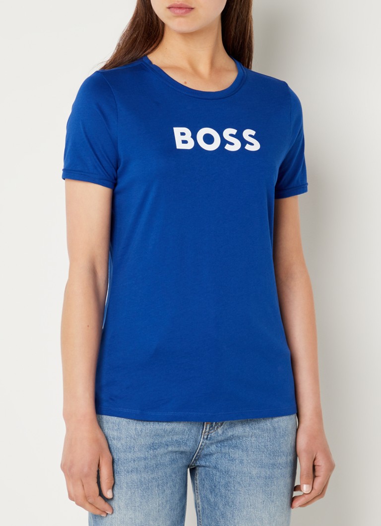 HUGO BOSS - C_Elogo_7 T-shirt met logoprint - Blauw