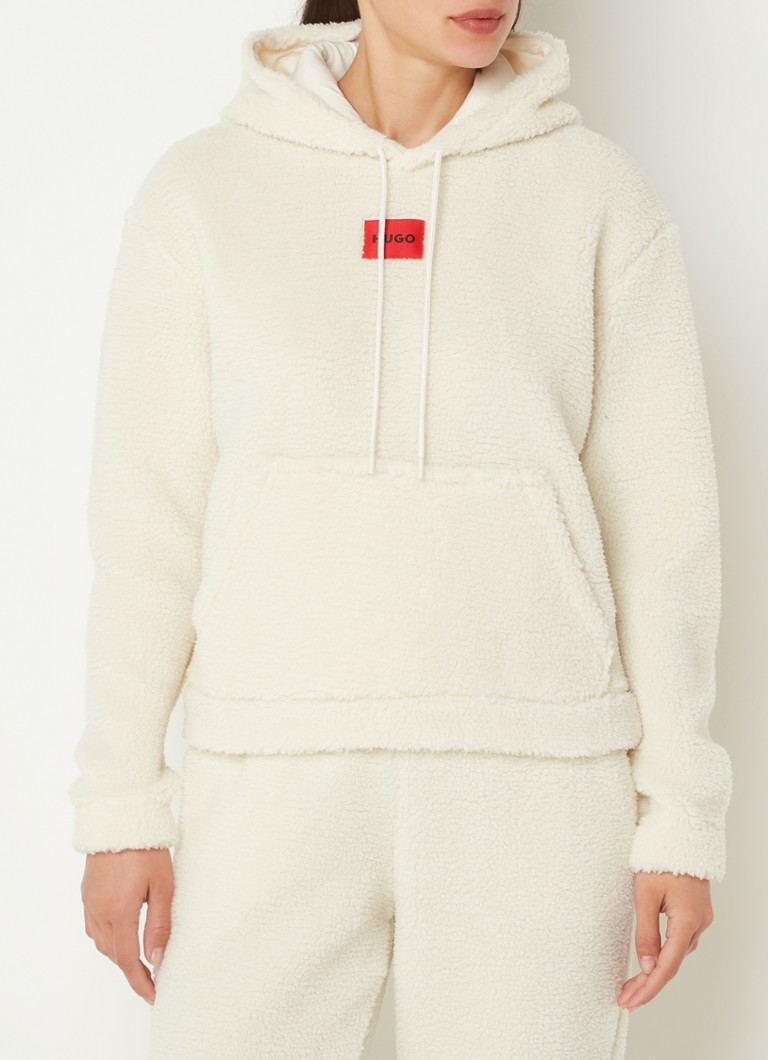 HUGO BOSS - Cloud hoodie van teddy met logo - Wit