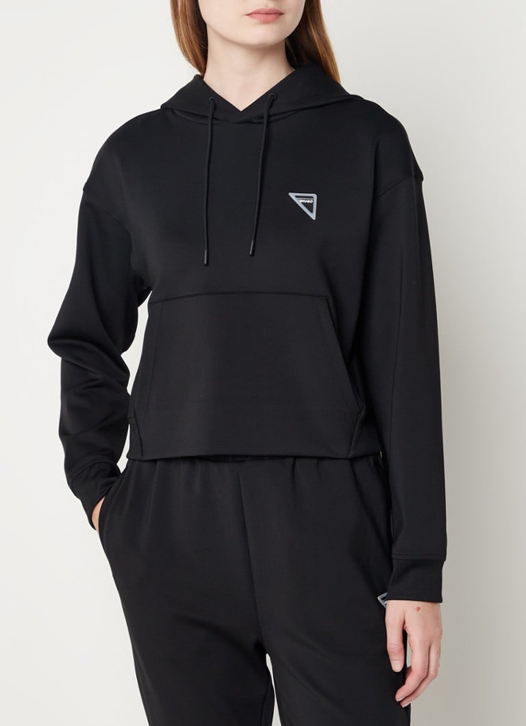 HUGO BOSS - Decna cropped hoodie met logo en stretch  - Zwart