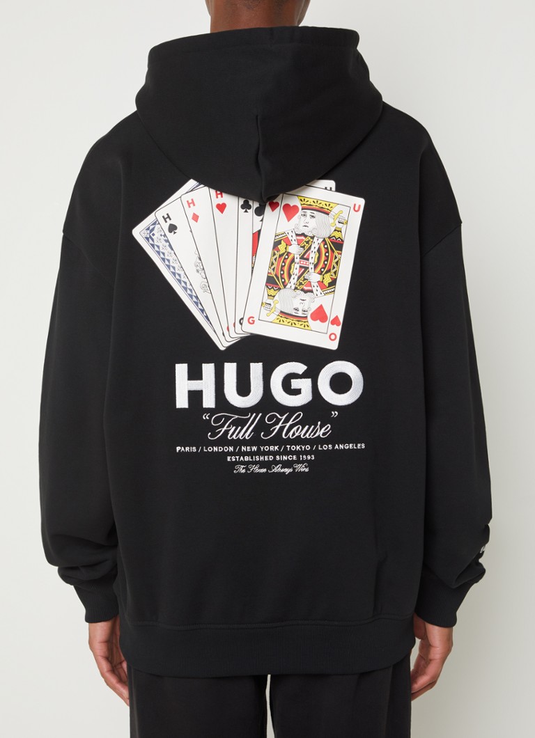 HUGO BOSS Deewax oversized hoodie met logo en backprint • Zwart • de