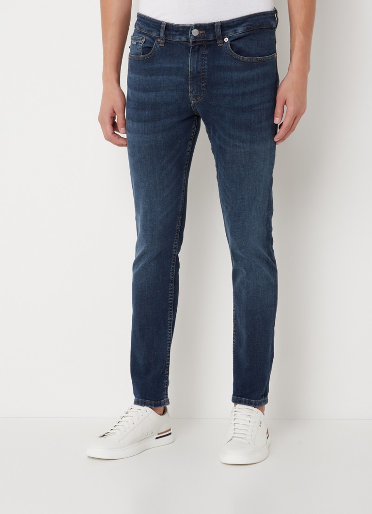 HUGO BOSS Delano slim fit cropped jeans met donkere wassing • Indigo