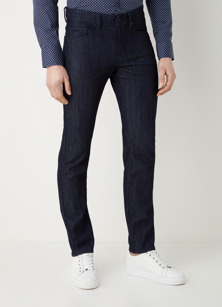 HUGO BOSS - Delaware3-1F slim fit jeans met donkere wassing - Donkerblauw