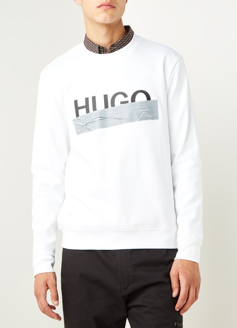 HUGO BOSS - Dicago unisex sweater met logoprint - Wit
