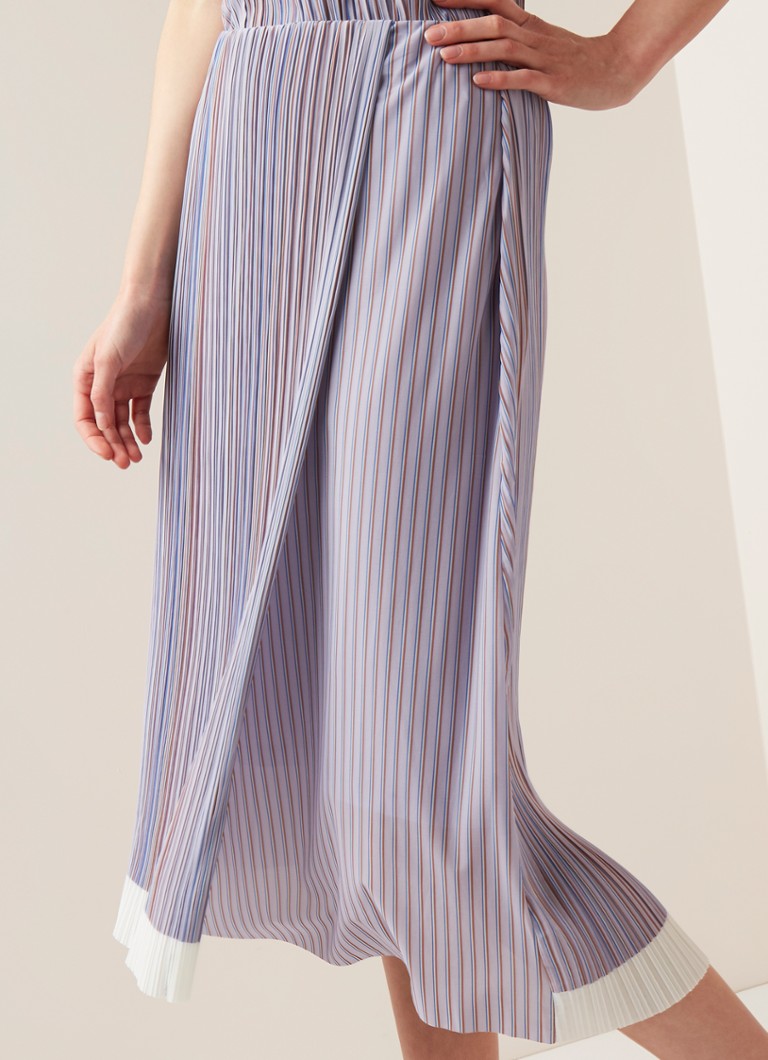 HUGO BOSS - Enady midirok met plissè en streepdessin - Lichtpaars