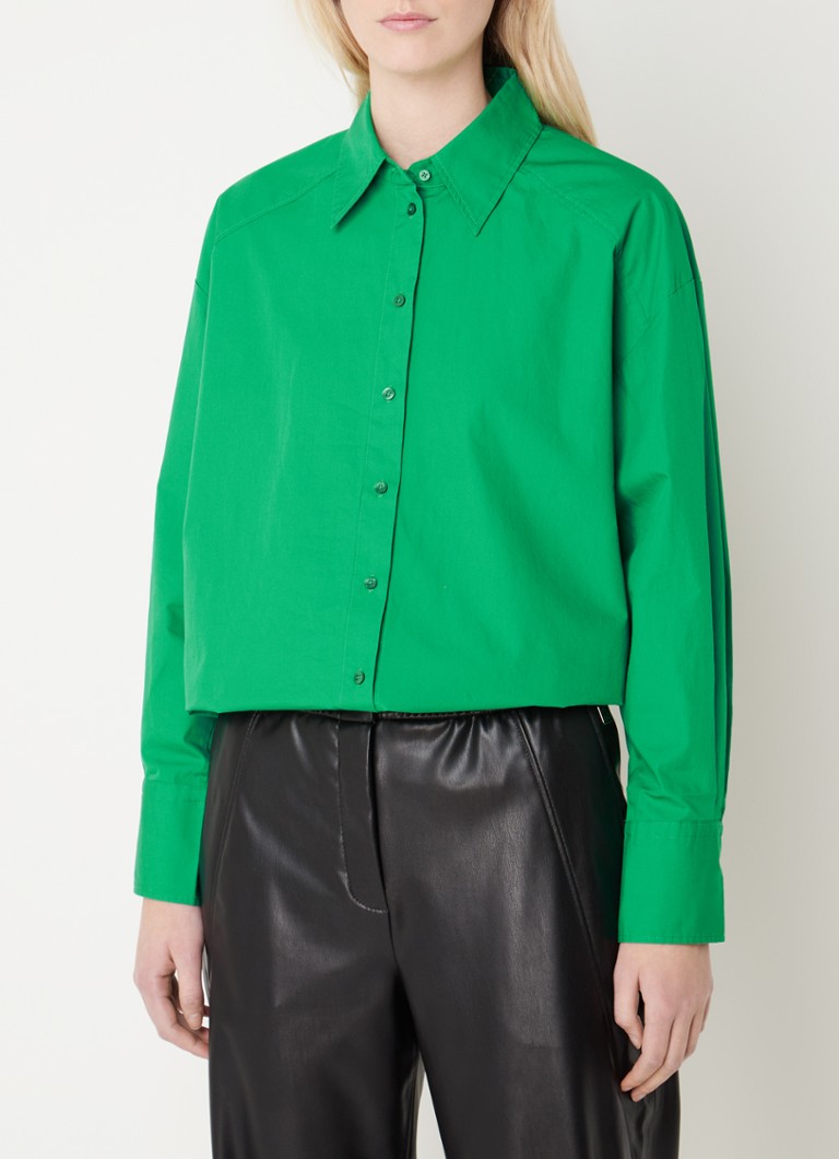 HUGO BOSS Ennia oversized blouse van katoen • Groen • de Bijenkorf