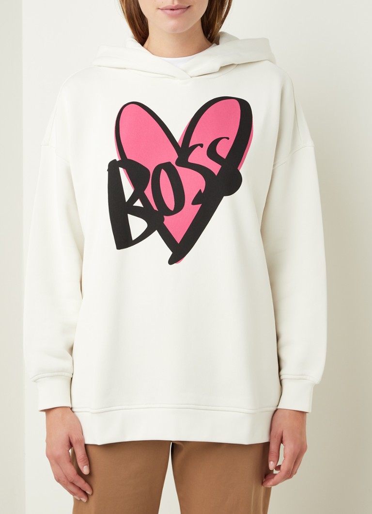 HUGO BOSS - Ethea hoodie met frontprint - Wit