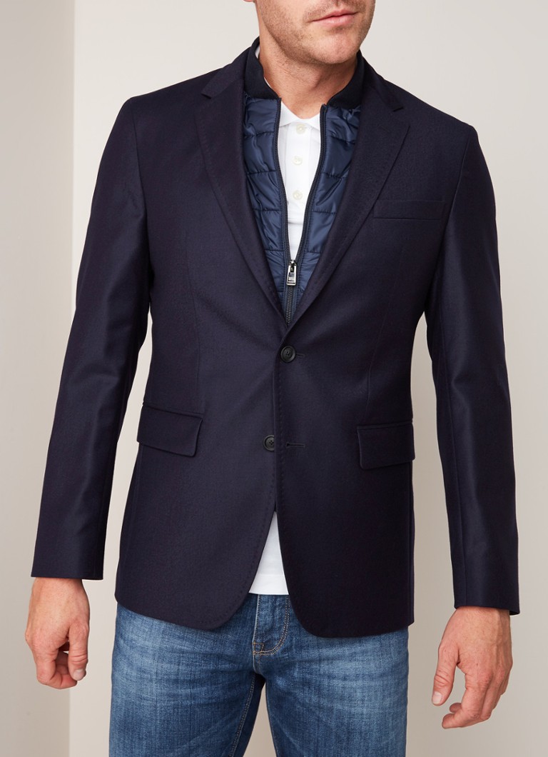HUGO BOSS - Hadik2 slim fit colbert van wol met uitritsbare voering - Donkerblauw