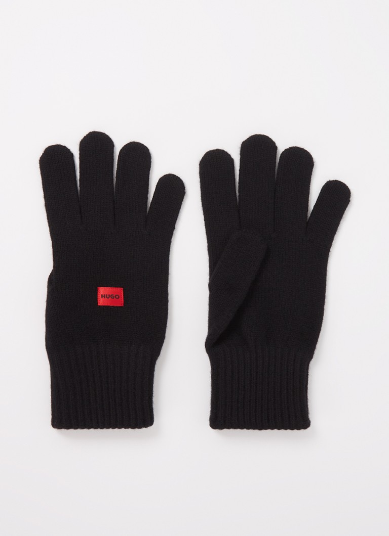 HUGO BOSS Handschoenen in wolblend met logo • Zwart • de Bijenkorf