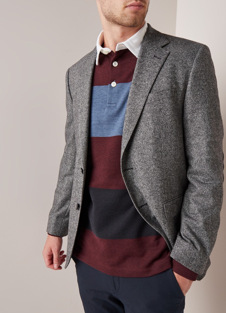 HUGO BOSS - Jestor5 regular fit colbert in gemêleerde wolblend met elleboogstukken - Middengrijs