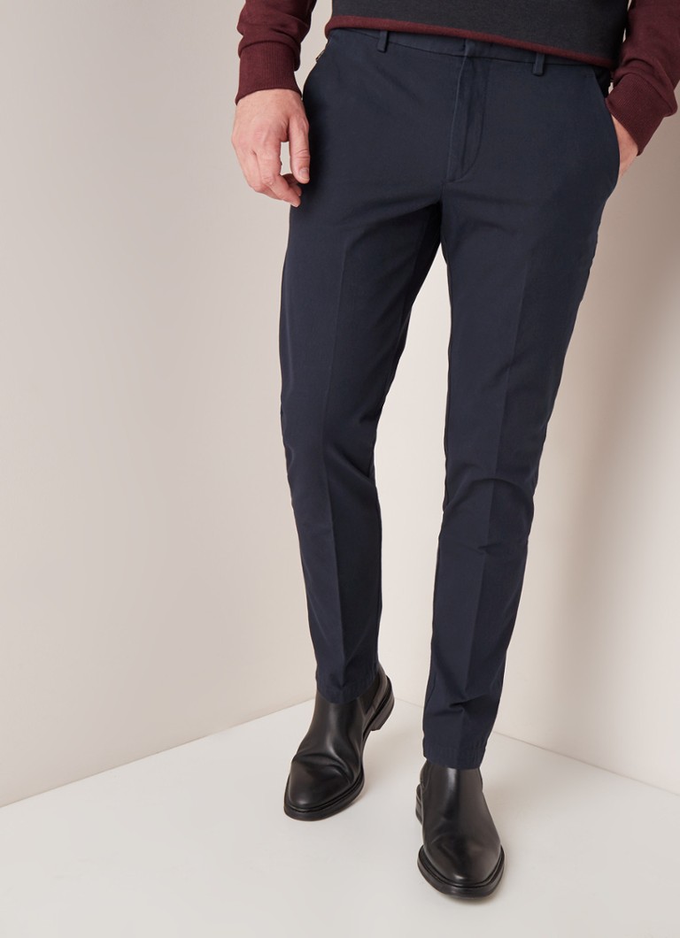 HUGO BOSS - Kaito1-Travel1 tapered slim fit pantalon met stretch - Donkerblauw