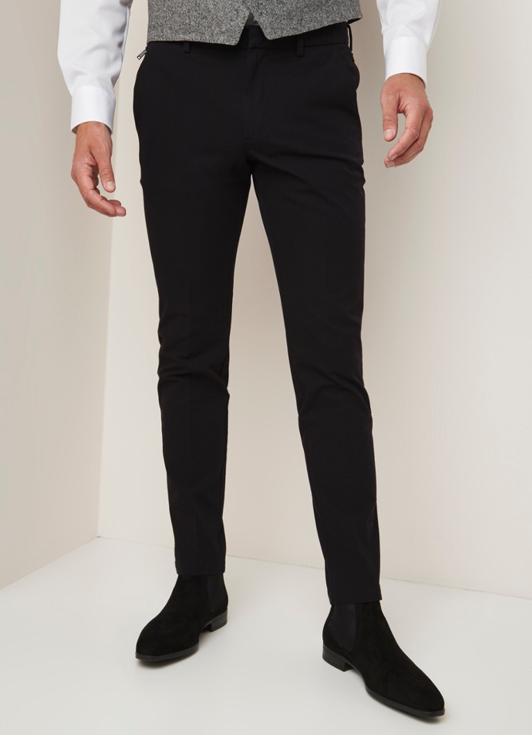 HUGO BOSS - Kaito1-Travel1 tapered slim fit pantalon met stretch - Zwart