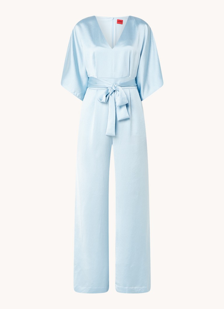HUGO BOSS Kalaisa flared fit jumpsuit met knoopdetail • Lichtblauw • de