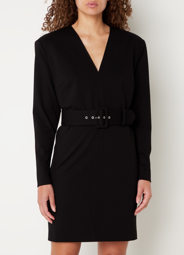 HUGO BOSS Kasanne mini jurk van jersey met ceintuur • Zwart • de Bijenkorf
