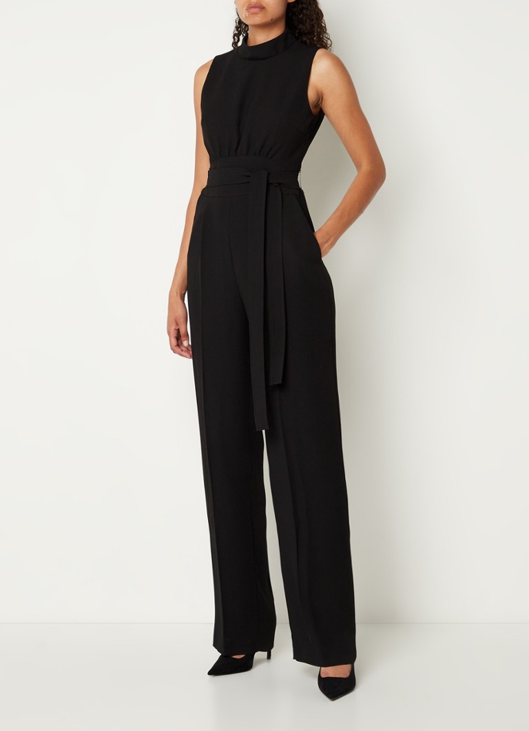 HUGO BOSS Kisuse straight fit jumpsuit van crêpe met strikceintuur