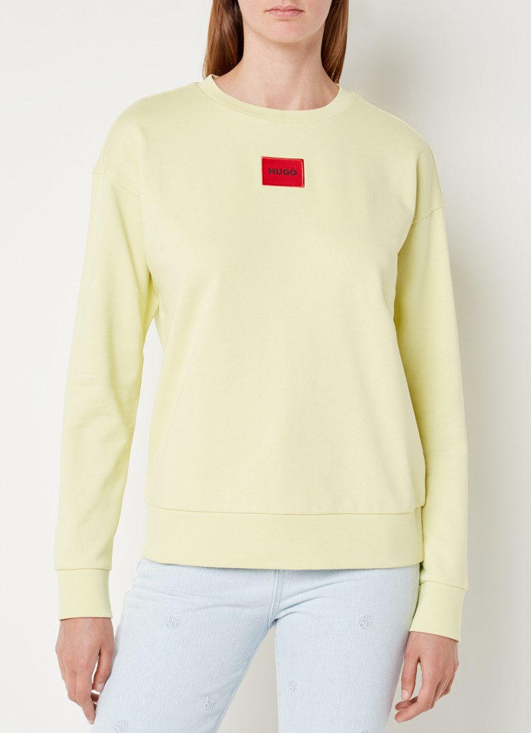 HUGO BOSS - Nakira sweater met logo - Lichtgeel