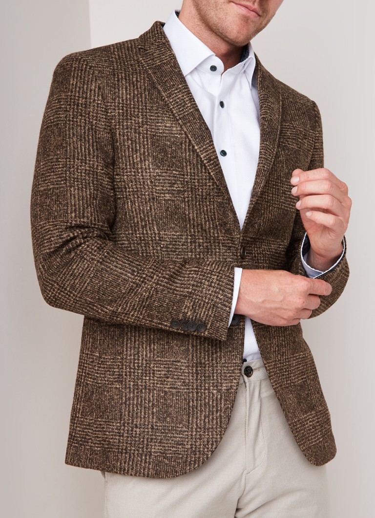 HUGO BOSS - Norwin slim fit colbert in wolblend  - Donkerbruin