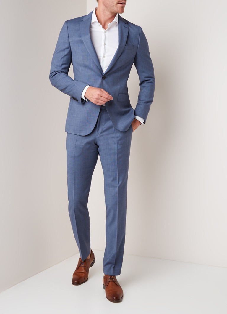 HUGO BOSS - Novan6/Ben2 tailored fit pak van gemêleerd scheerwol - Donkerblauw