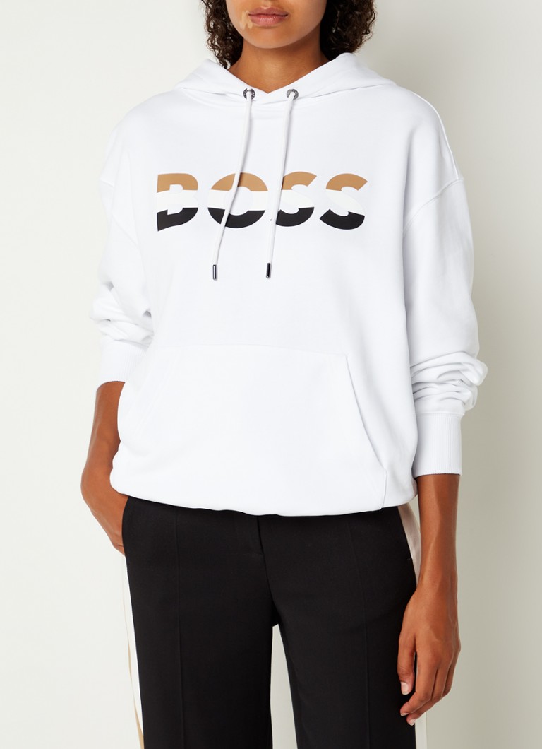 HUGO BOSS - Oversized hoodie met logoprint - Wit
