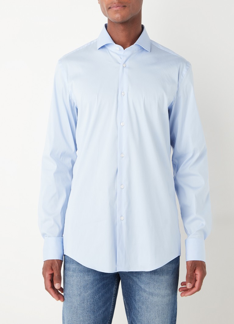 HUGO BOSS - P-HANK-spread slim fit overhemd met stretch - Lichtblauw