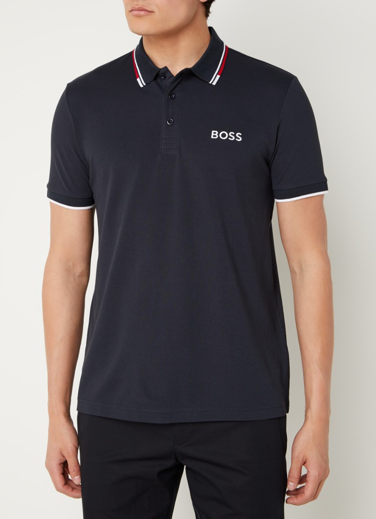 Hugo Boss Paddy Regular Fit Polo Van Piqué Katoen Met Logo • Blauw • De Bijenkorf 