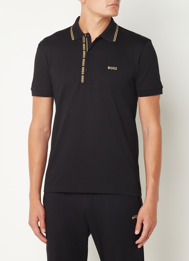 Hugo Boss Paule Slim Fit Polo Met Logoborduring • Diepzwart • De Bijenkorf 