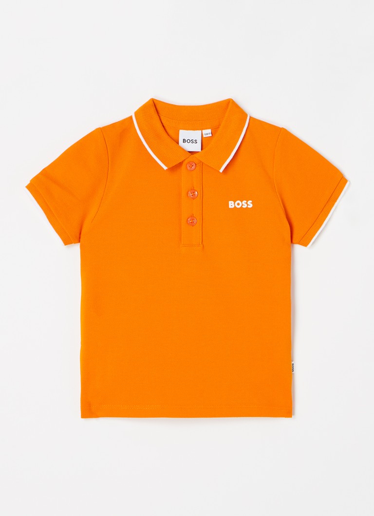 HUGO BOSS - Polo van piqué katoen met logoborduring - Oranje