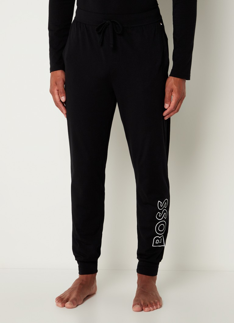HUGO BOSS - Pyjamabroek met steekzakken en logoprint - Zwart