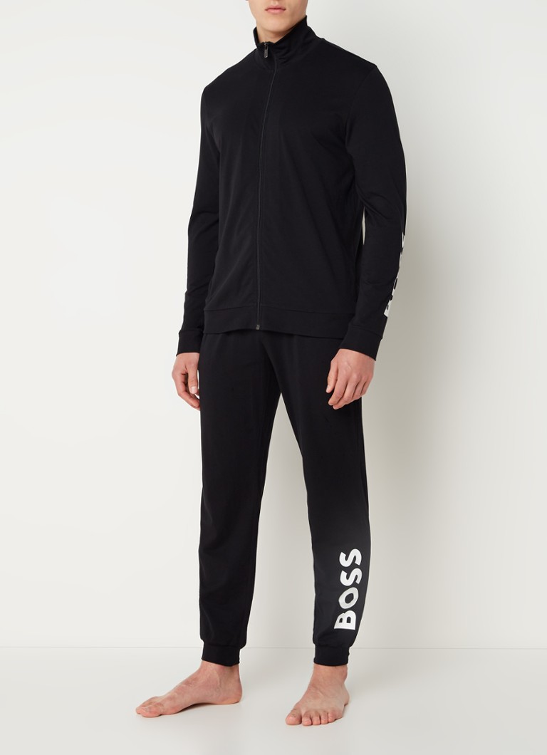 HUGO BOSS - Pyjamaset met logoprint - Zwart