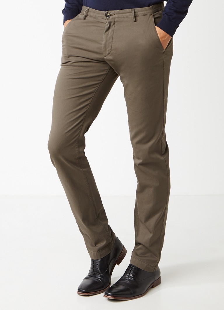 HUGO BOSS - Rice3-D slim fit chino van strechkatoen - Olijfgroen