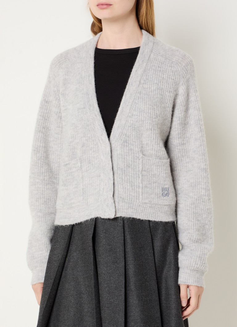 HUGO BOSS - Sarendety grofgebreid vest in wolblend - Lichtgrijs