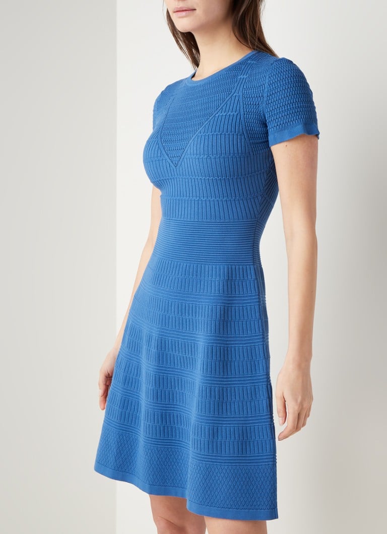 Verbazingwekkend HUGO BOSS Satoriny A-lijn jurk met ingebreid patroon • Blauw • de MM-59