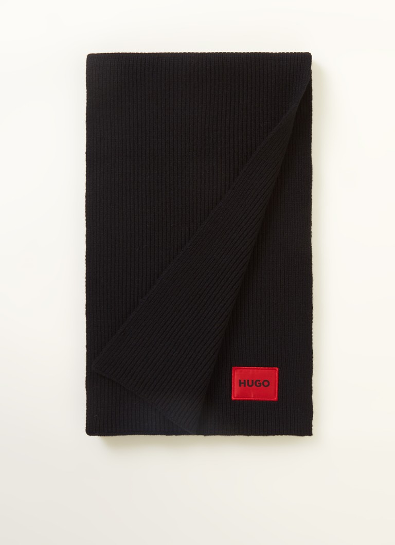 HUGO BOSS - Sjaal in wolblend 180 x 25 cm - Zwart