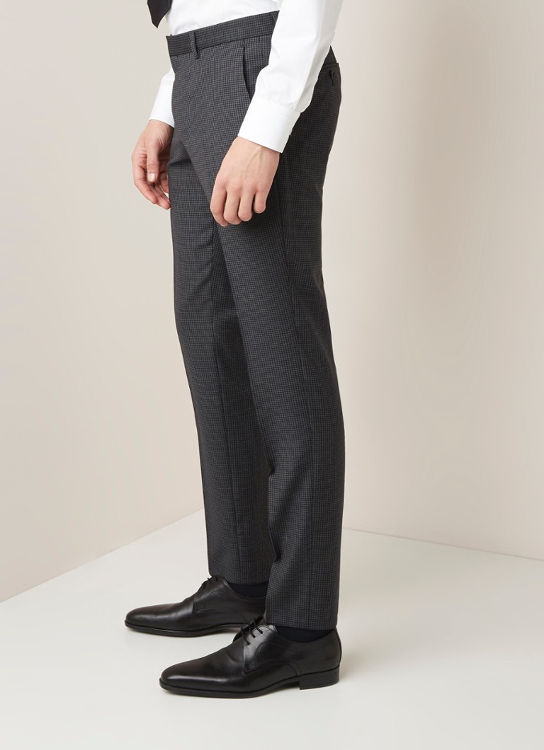 HUGO BOSS - Slim fit pak met pied-de-poule dessin - Grijs