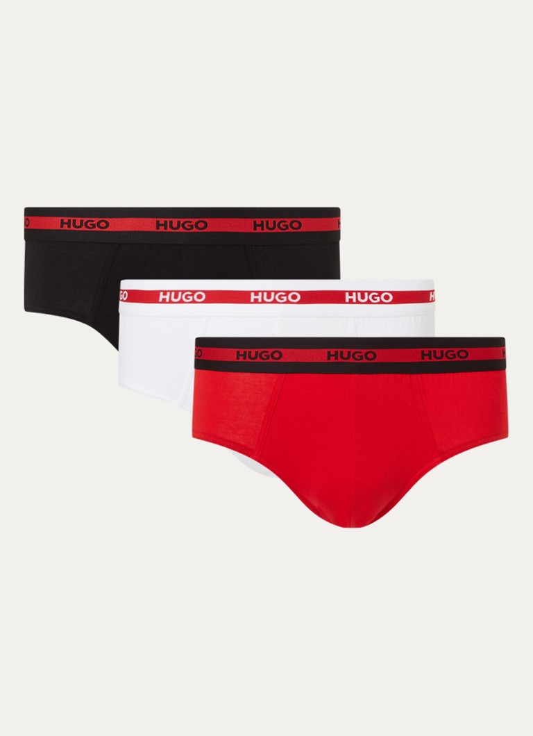 HUGO BOSS Slip met logoband in 3pack • Rood • de Bijenkorf
